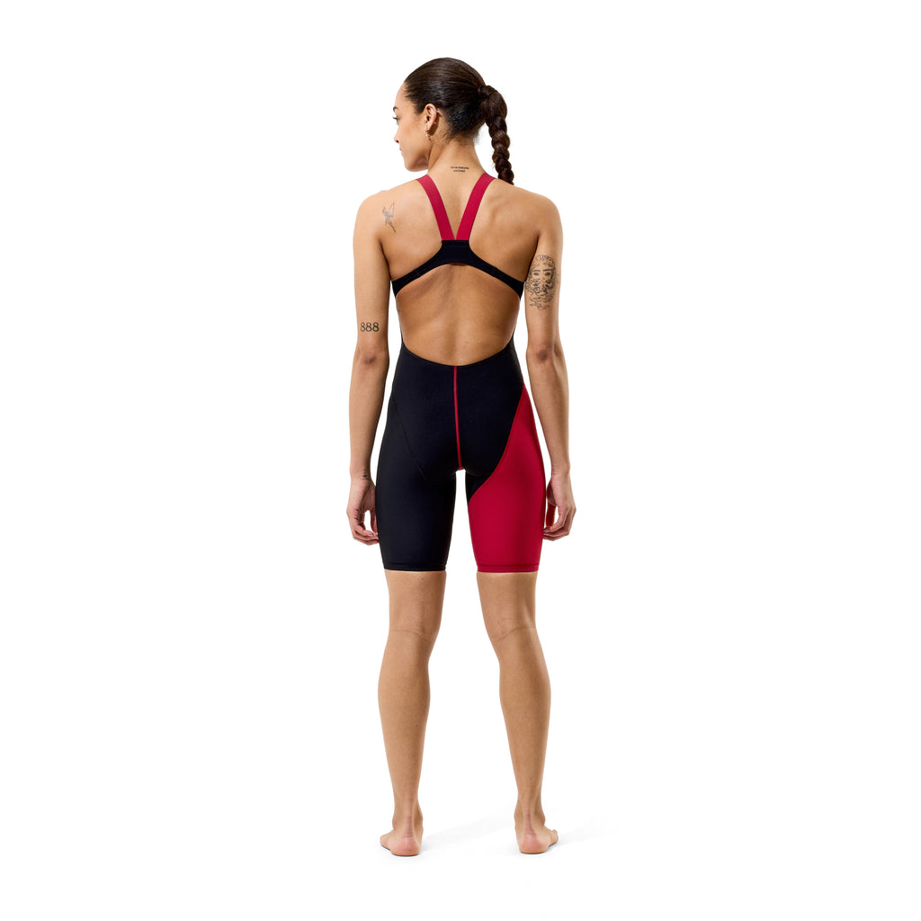 Speedo Womens Fastskin HyperPro Solid Openback Kneeskin - Black/Regal Red-Kneeskin-Speedo-SwimPath