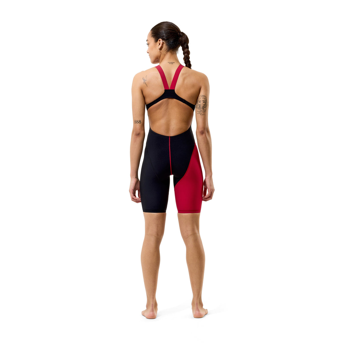 Speedo Womens Fastskin HyperPro Solid Openback Kneeskin - Black/Regal Red-Kneeskin-Speedo-SwimPath