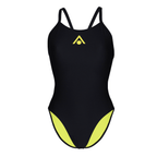 Aqua Sphere Essentials Tie Back Women's Swimsuit - Black/Yellow-Swimsuit-Aqua Sphere-SwimPath