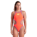 Arena ONE Big Logo One Piece Ladies Swimsuit - Coral/Purple-Swimsuit-Arena-SwimPath