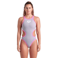 Arena ONE Big Logo One Piece Ladies Swimsuit - Sea Foam/Pink-Swimsuit-Arena-SwimPath