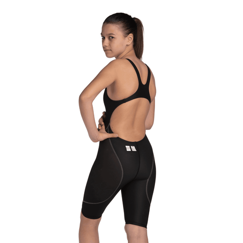 Arena Powerskin ST NEXT Junior Girls Open Back Kneeskin - Black-Kneeskin-Arena-SwimPath