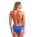 Arena Women's Team Swimsuit Lace Back Solid - Neon Blue/Team Orange-Swimsuit-Arena-SwimPath
