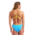 Arena Women's Team Swimsuit Lace Back Solid - Turquoise/Yellow Star-Swimsuit-Arena-SwimPath