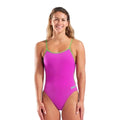 Arena Women's Team Swimsuit Lace Back Solid - Very Fuchsia/Team Green-Swimsuit-Arena-SwimPath