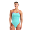 Arena Women's Team Swimsuit Lace Back Solid - Water/Very Fuchsia-Swimsuit-Arena-SwimPath