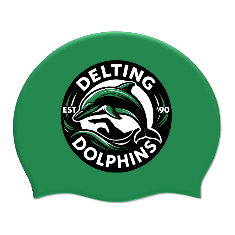 Delting Dolphins ASC Silicone Suede Swimming Cap - Green-Team Kit-Delting Dolphins-SwimPath