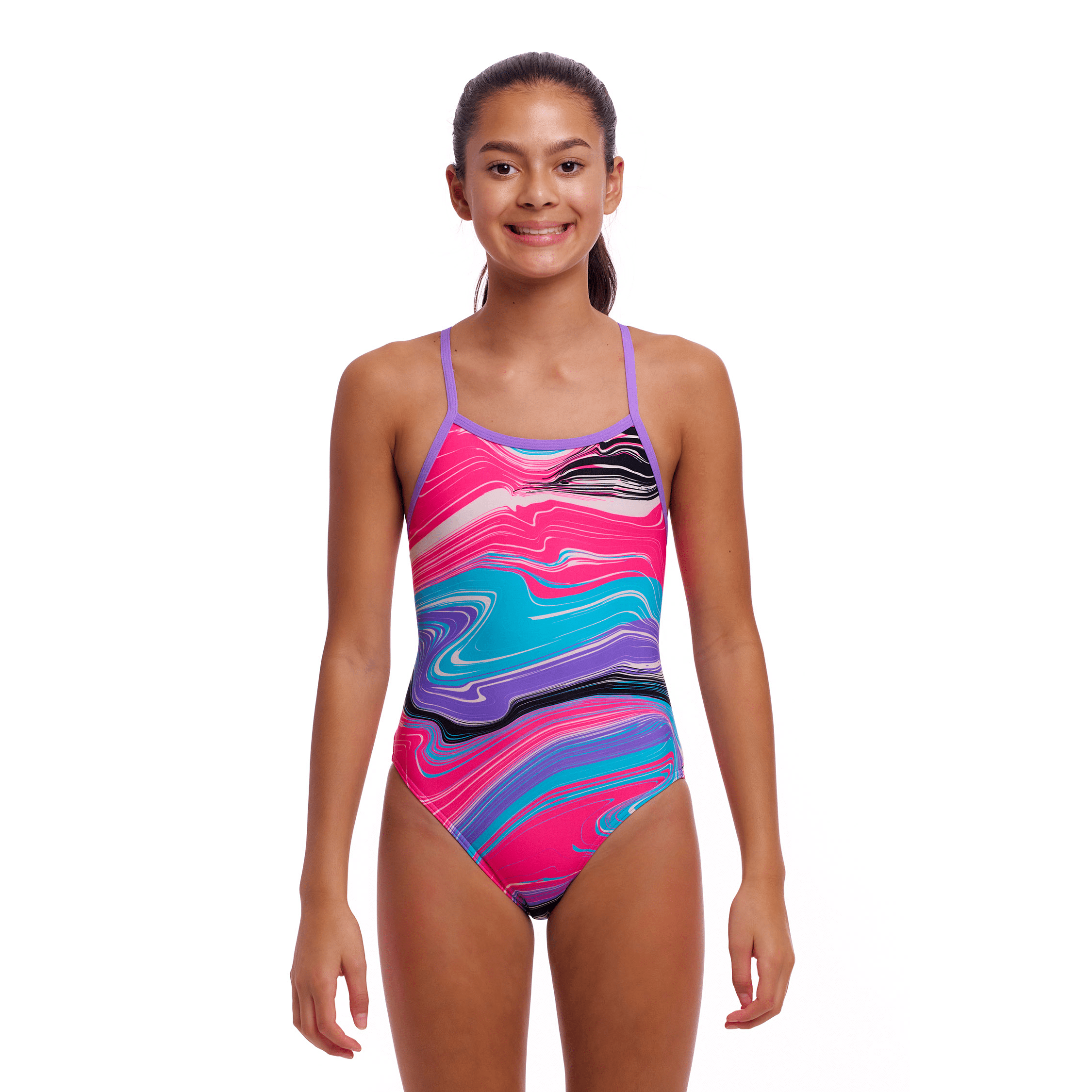 Funkita Sweetest Swirl Single Strap Girls Swimsuit-Swimsuit-Funkita-SwimPath