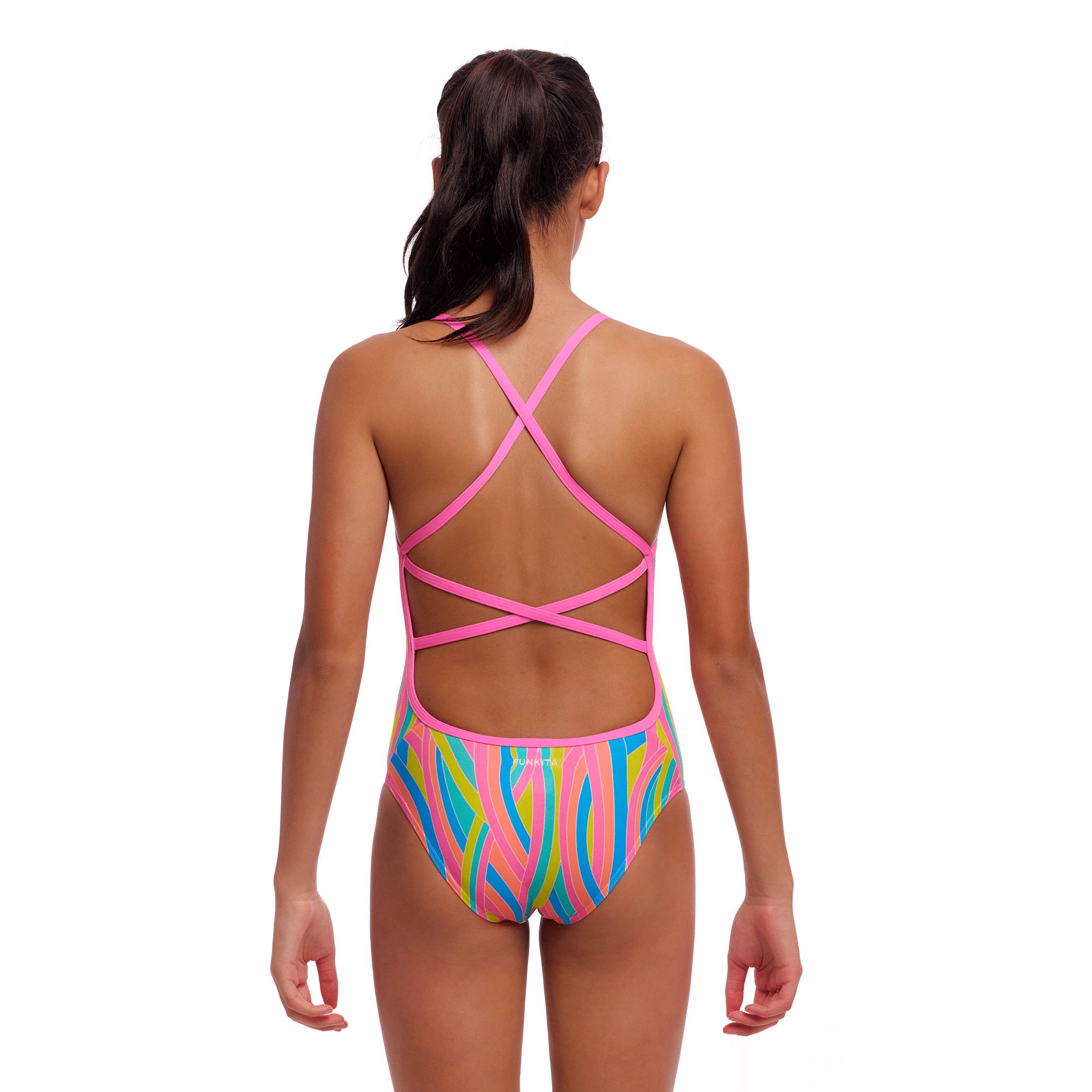 Funkita Swirly Straws Strapped In Girls Swimsuit-Swimsuit-Funkita-SwimPath