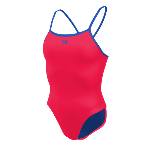 Jowe Women's Tie-Back Swimsuit - Neon Cherry / Aquarius-Swimsuit-Jowe-SwimPath