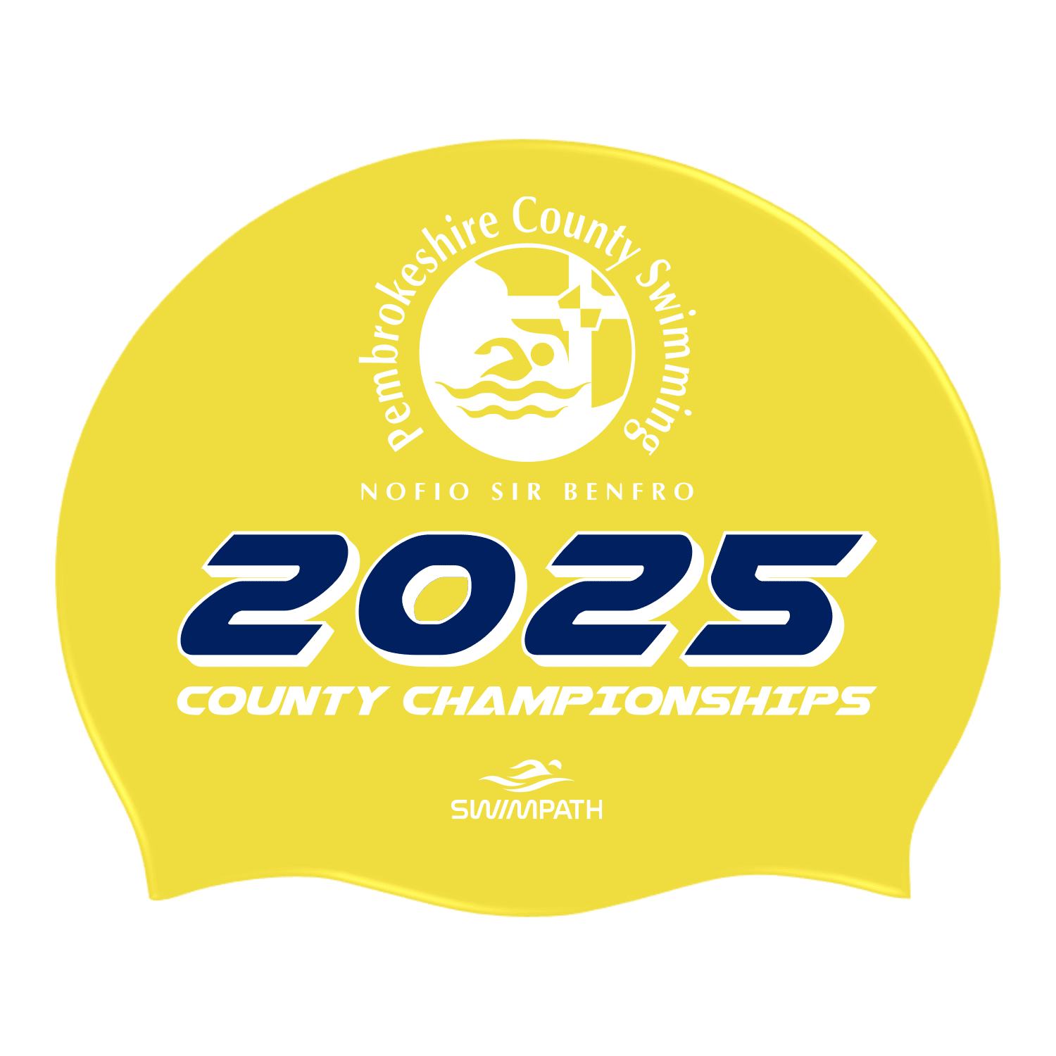 Pembrokeshire County Championships 2025 Silicone Suede Swimming Cap - Yellow-Event-Pembrokeshire-SwimPath