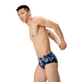 Speedo 13.5 cm Allover Mens Briefs - Black/Purple-Briefs-Speedo-SwimPath