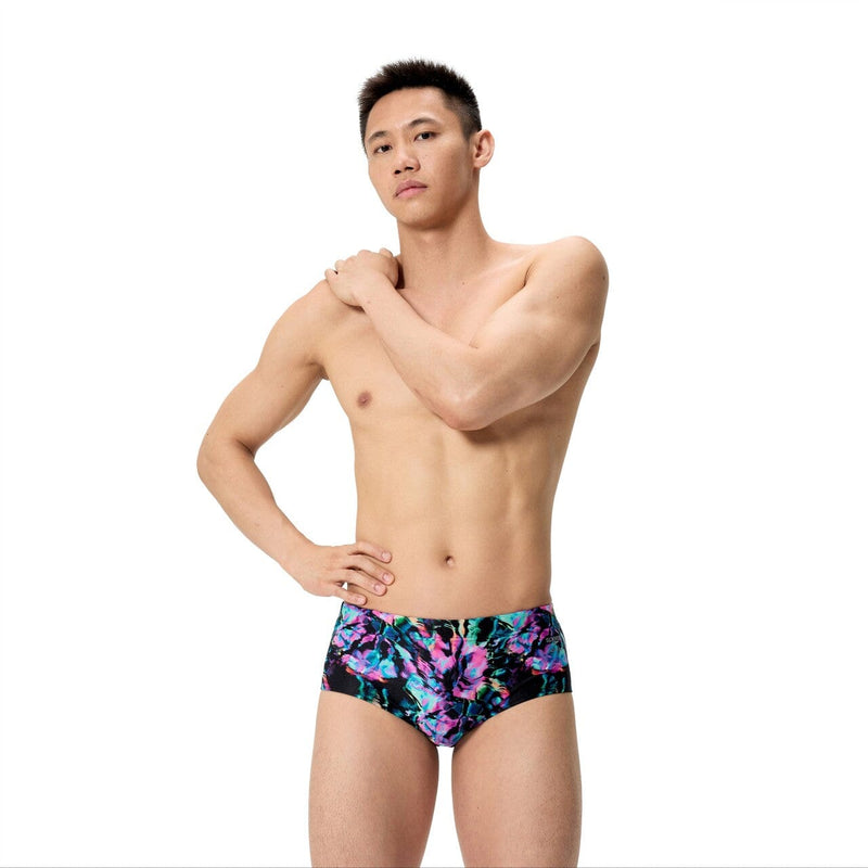 Speedo 13.5 cm Allover Mens Briefs - Black/Purple-Briefs-Speedo-SwimPath