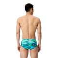 Speedo 13.5 cm Allover Mens Briefs - Turquoise/Dark Green-Briefs-Speedo-SwimPath