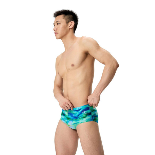 Speedo 13.5 cm Allover Mens Briefs - Turquoise/Dark Green-Briefs-Speedo-SwimPath