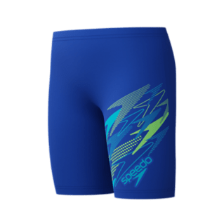 Speedo Boys Medley Logo Jammer - Blue/Light Green-Training Jammers-Speedo-SwimPath