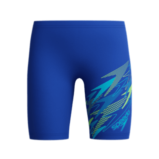 Speedo Boys Medley Logo Jammer - Blue/Light Green-Training Jammers-Speedo-SwimPath