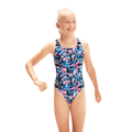Speedo Girl's Digital Allover Leaderback Swimsuit - Black/Blue-Swimsuit-Speedo-SwimPath