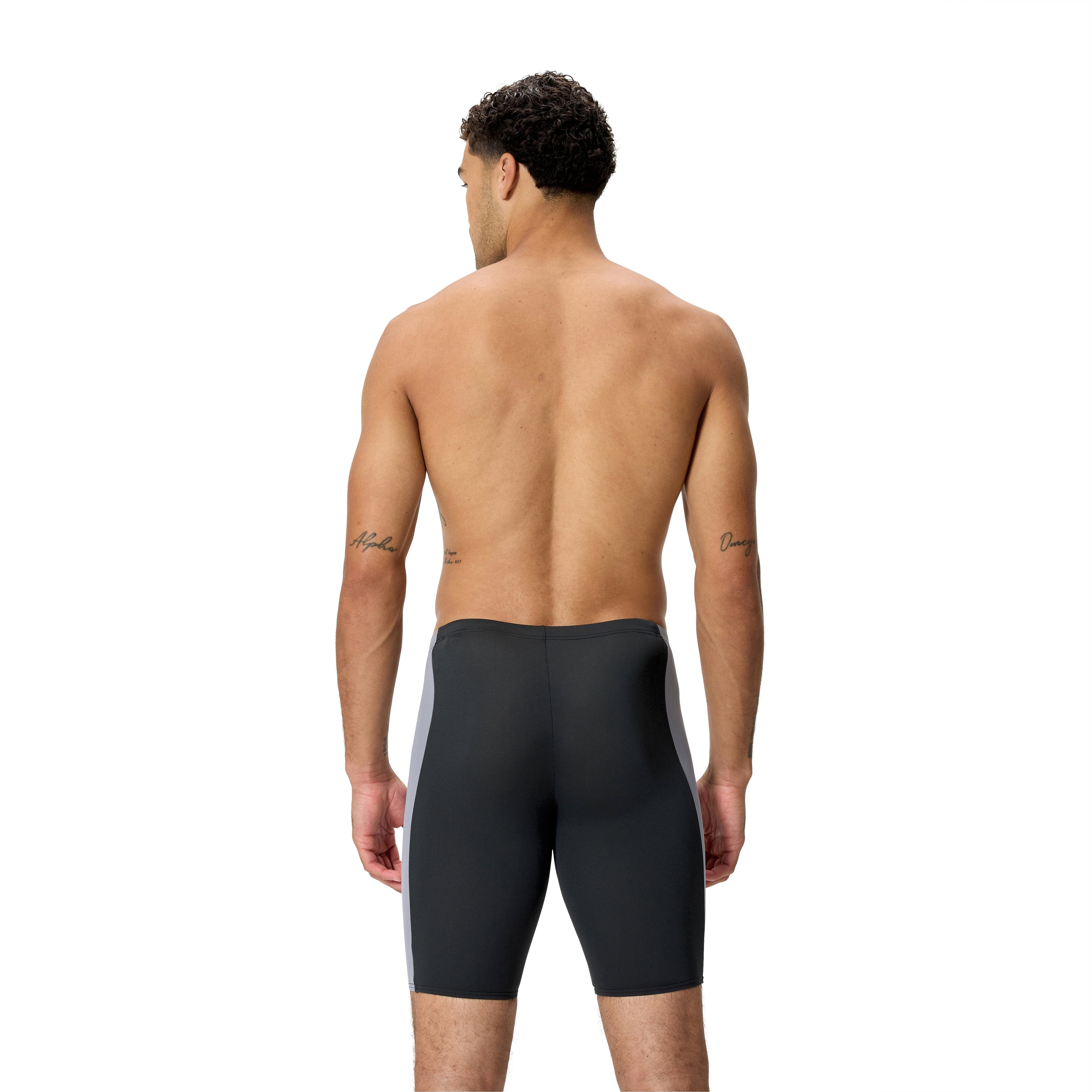Speedo Solid Splice Men's Jammer - Black/Grey-Training Jammers-Speedo-SwimPath