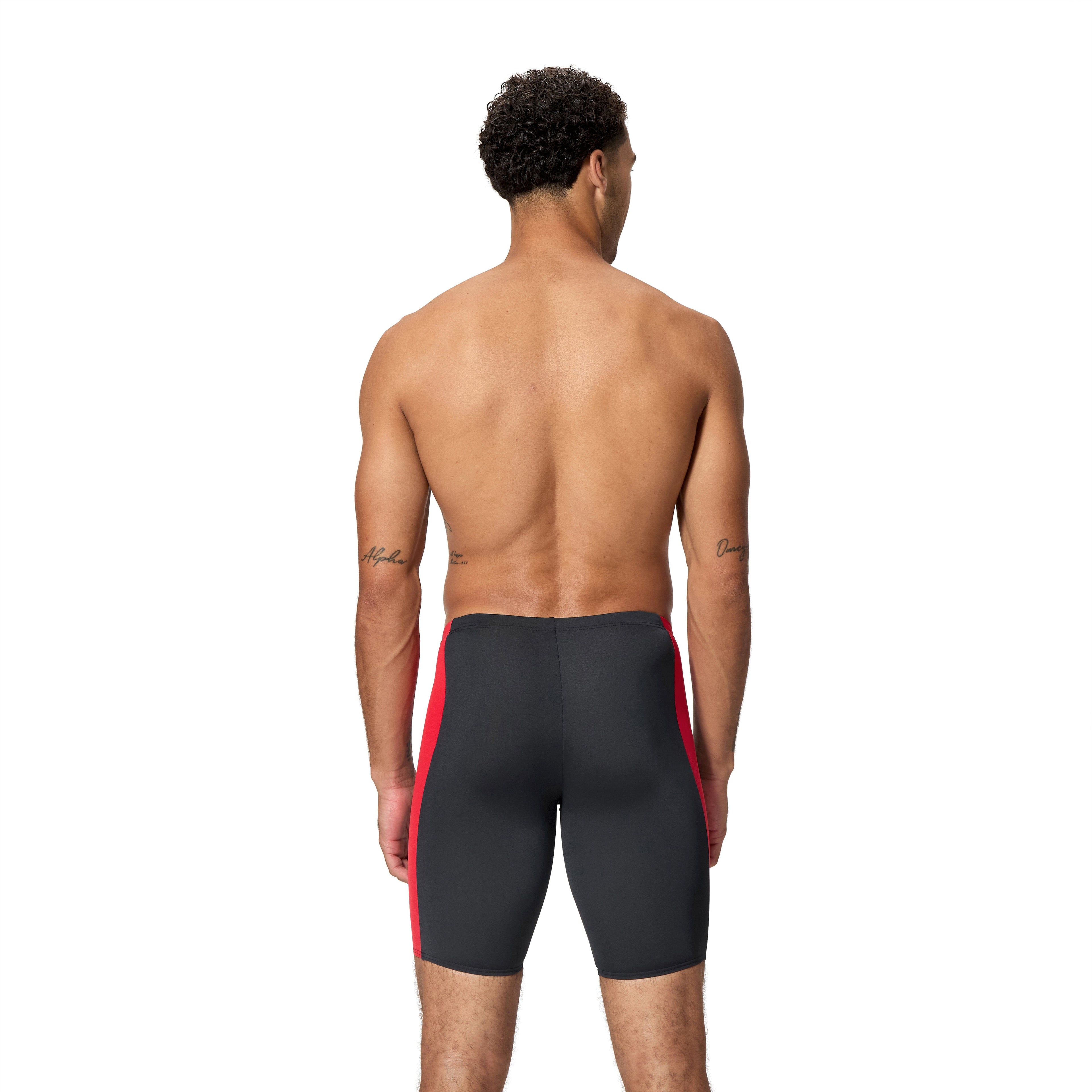 Speedo Solid Splice Men's Jammer - Black/Red-Training Jammers-Speedo-SwimPath