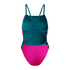 Speedo Women's Club Training Solid Tri Back Swimsuit - Blue/Pink-Swimsuit-Speedo-SwimPath
