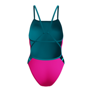 Speedo Women's Club Training Solid Tri Back Swimsuit - Blue/Pink-Swimsuit-Speedo-SwimPath