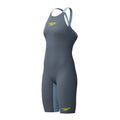 Speedo Fastskin LZR Pure Valor 2.0 Openback Womens Kneeskin - Grey Lead/Acadia Blue-Kneeskin-Speedo-SwimPath