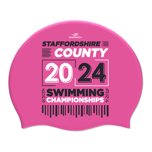 Staffordshire County ASA County Championships 2024 Silicone Suede Swimming Cap - Pink-Event-Staffordshire-SwimPath