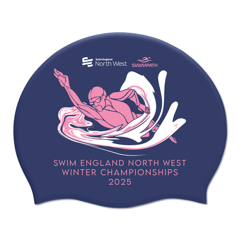 Swim England North West Winter Championships 2025 Silicone Suede Swimming Cap - Navy-Event-Swim England North West-SwimPath