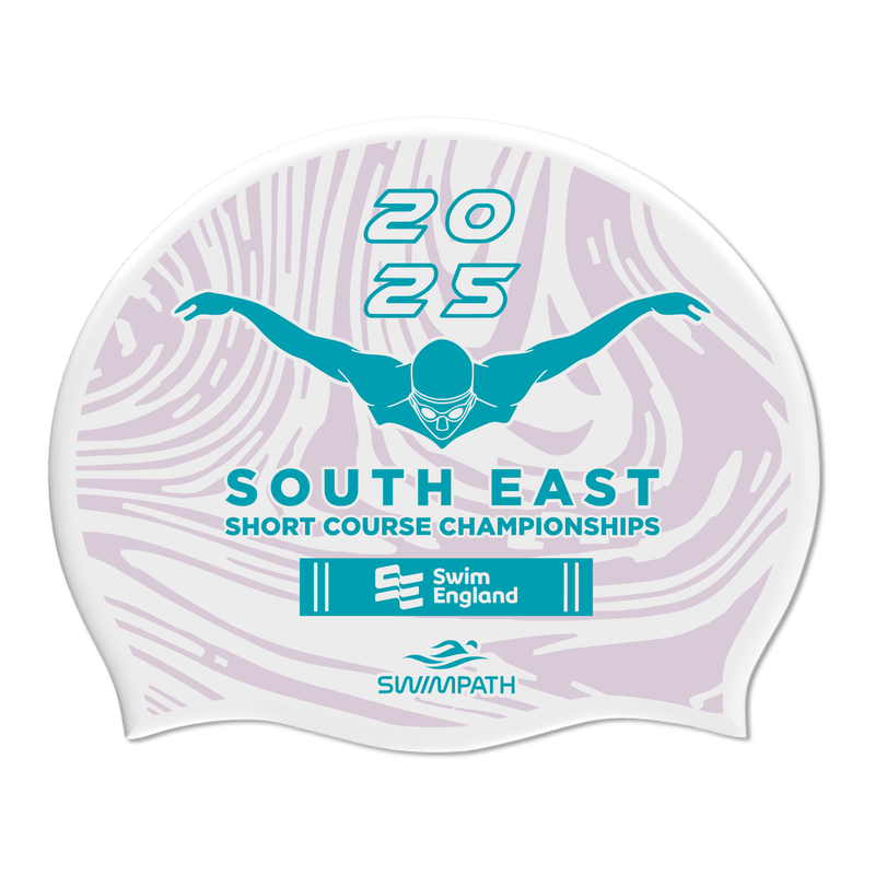 Swim England South East Short Course Championships 2025 Silicone Suede Swimming Cap - White-Event-Swim England South East-SwimPath