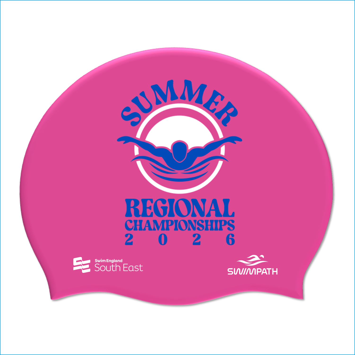 Swim England South East Summer Regional Championships 2026 Silicone Suede Swimming Cap - Pink-Event-Swim England South East-SwimPath