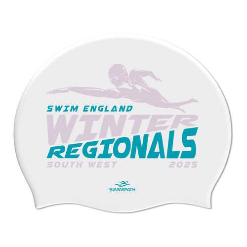 Swim England South West Winter Regionals 2025 Silicone Suede Swimming Cap - White-Event-Swim England South West-SwimPath