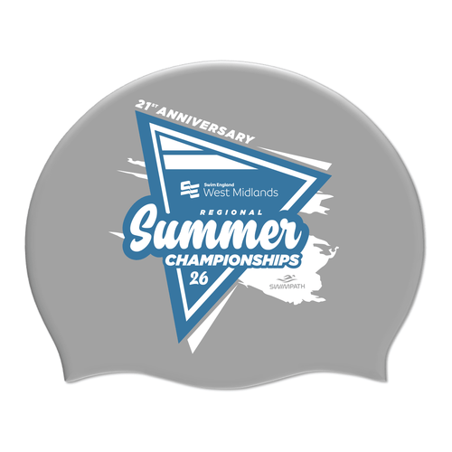 Swim England West Midlands Summer Regional Championships 2026 Silicone Suede Swimming Cap - Silver-Event-Swim England West Midlands-SwimPath
