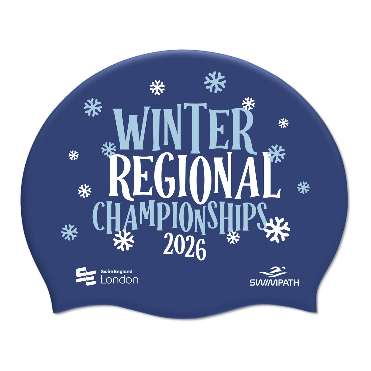 Swim England London Winter Regional Championships 2026 Silicone Suede Swimming Cap - Navy Blue