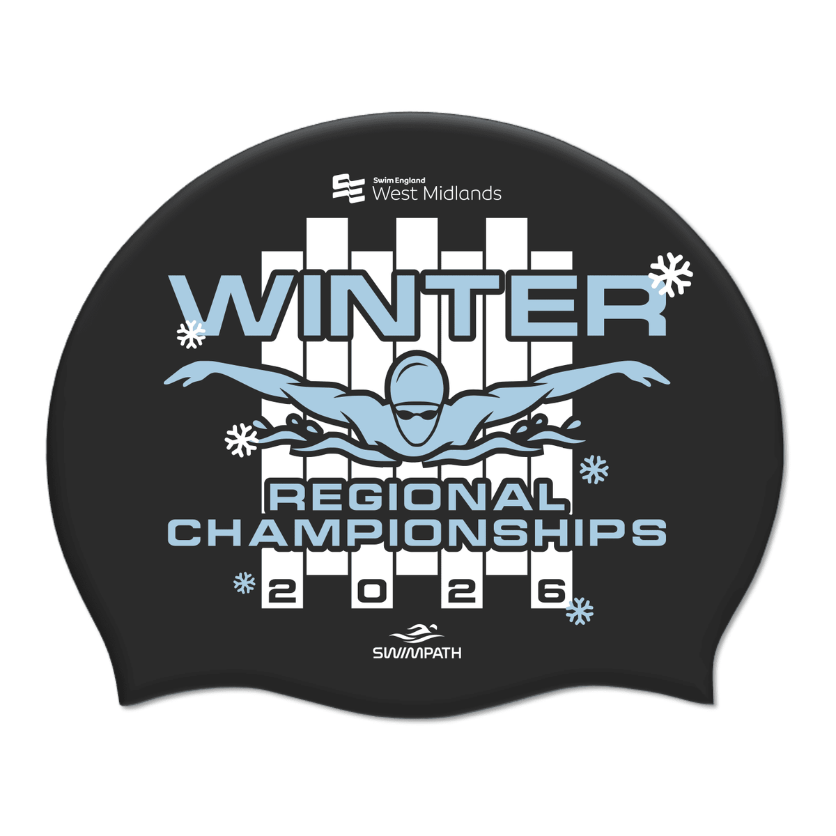 Swim England West Midlands Winter Regional Championships 2026 Silicone Suede Swimming Cap - Black