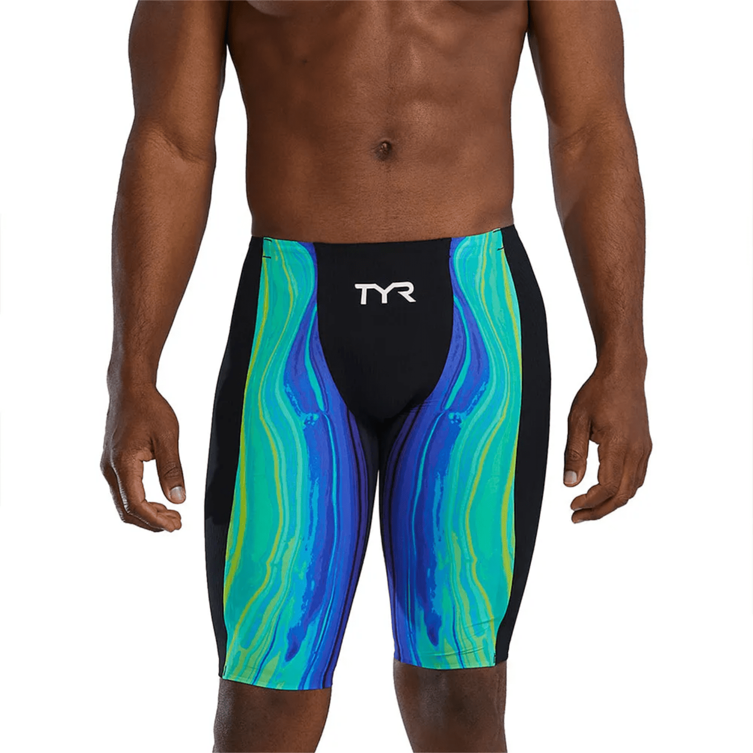 TYR Shockwave Men's High Waisted Jammers - Lime/Navy-Jammers-TYR-SwimPath