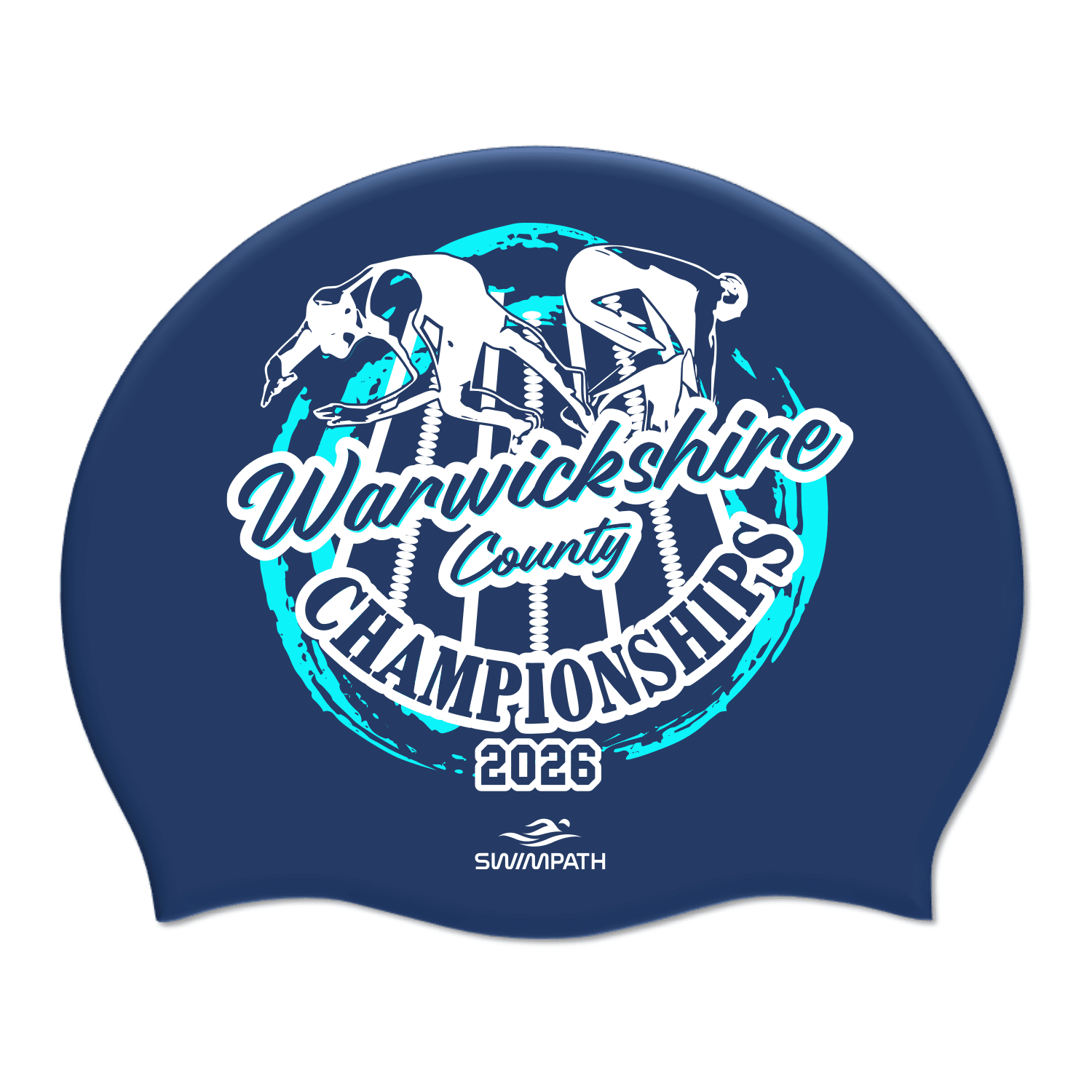 Warwickshire ASA County Championships 2026 Silicone Suede Swimming Cap - Navy-Event-Warwickshire-SwimPath