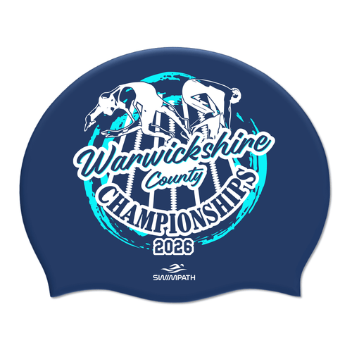 Warwickshire ASA County Championships 2026 Silicone Suede Swimming Cap - Navy-Event-Warwickshire-SwimPath