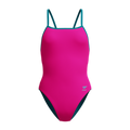Women's Club Training Solid Tri Back Swimsuit - Blue/Pink