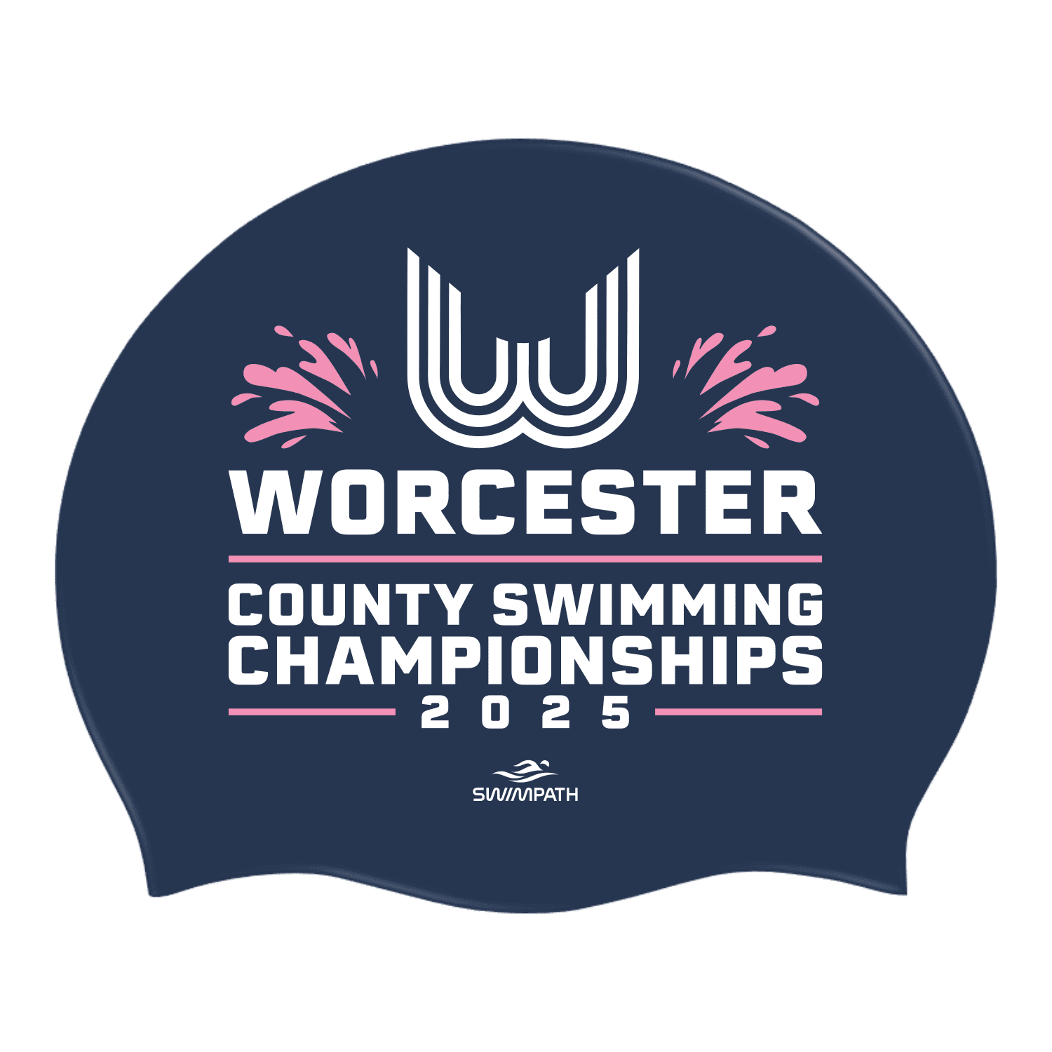 Worcester County ASA County Championships 2025 Silicone Swimming Cap - Dark Navy-Event-Worcester-SwimPath