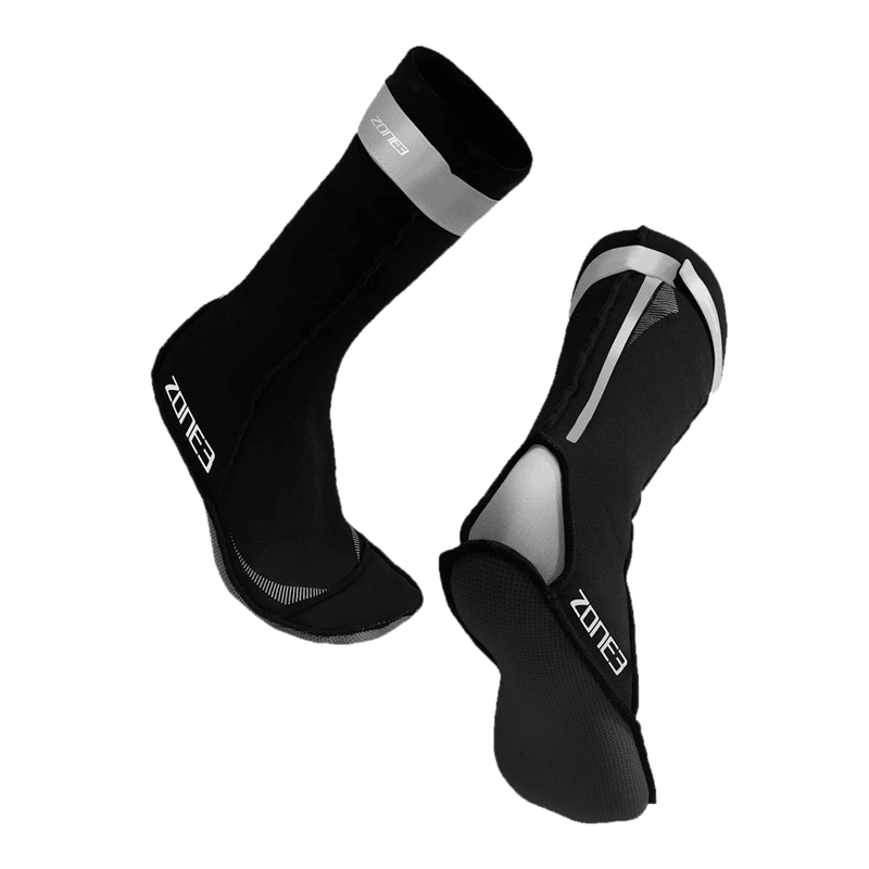Zone3 Neoprene Swim Socks - Black/Silver-Clothing-Zone3-SwimPath