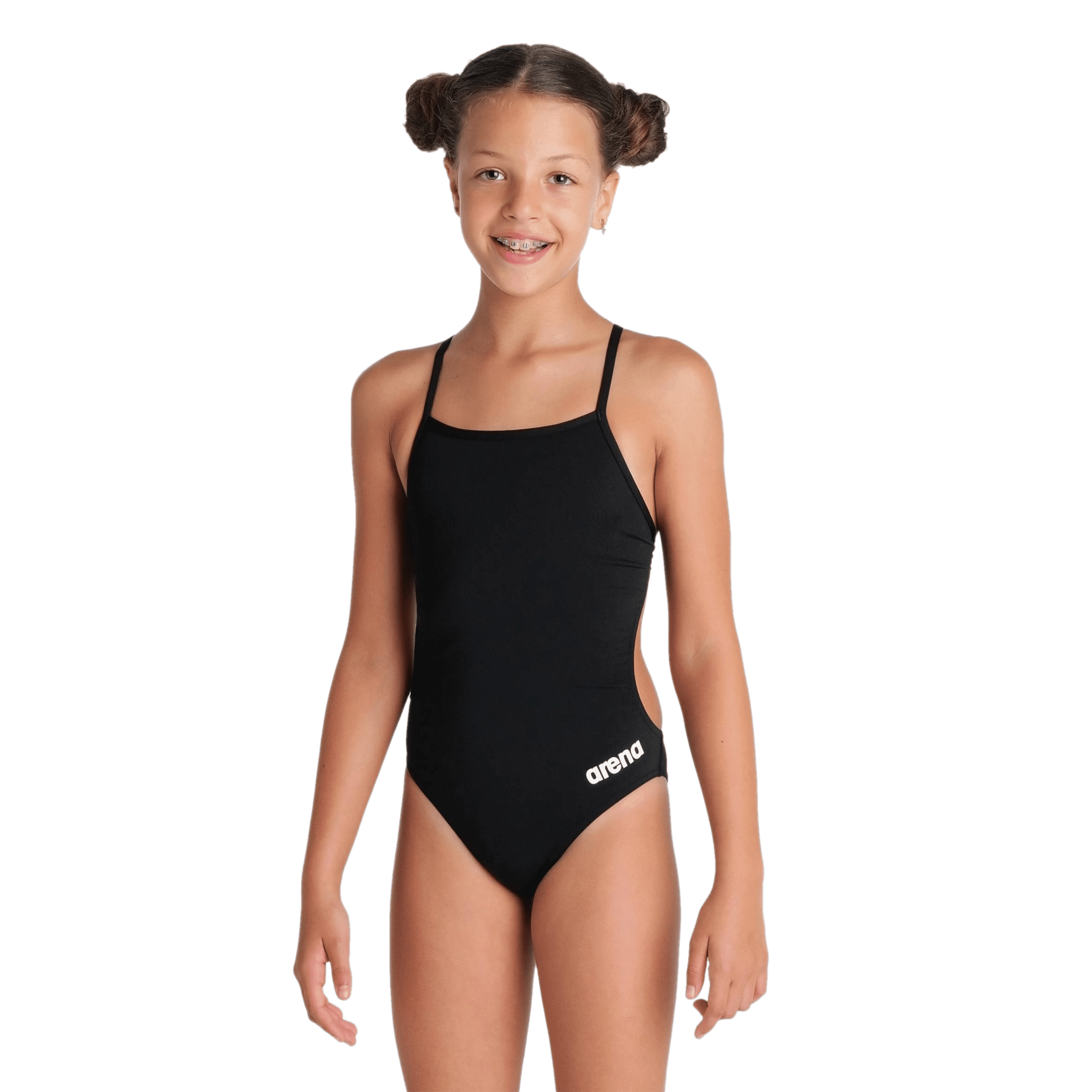 Arena Girls Team Swimsuit Challenge Solid - Black/White-Swimsuit-Arena-SwimPath