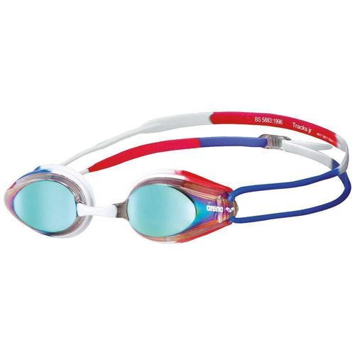 Arena Tracks Junior Mirror Goggles - Gold/Blue/Red-Goggles-Arena-SwimPath