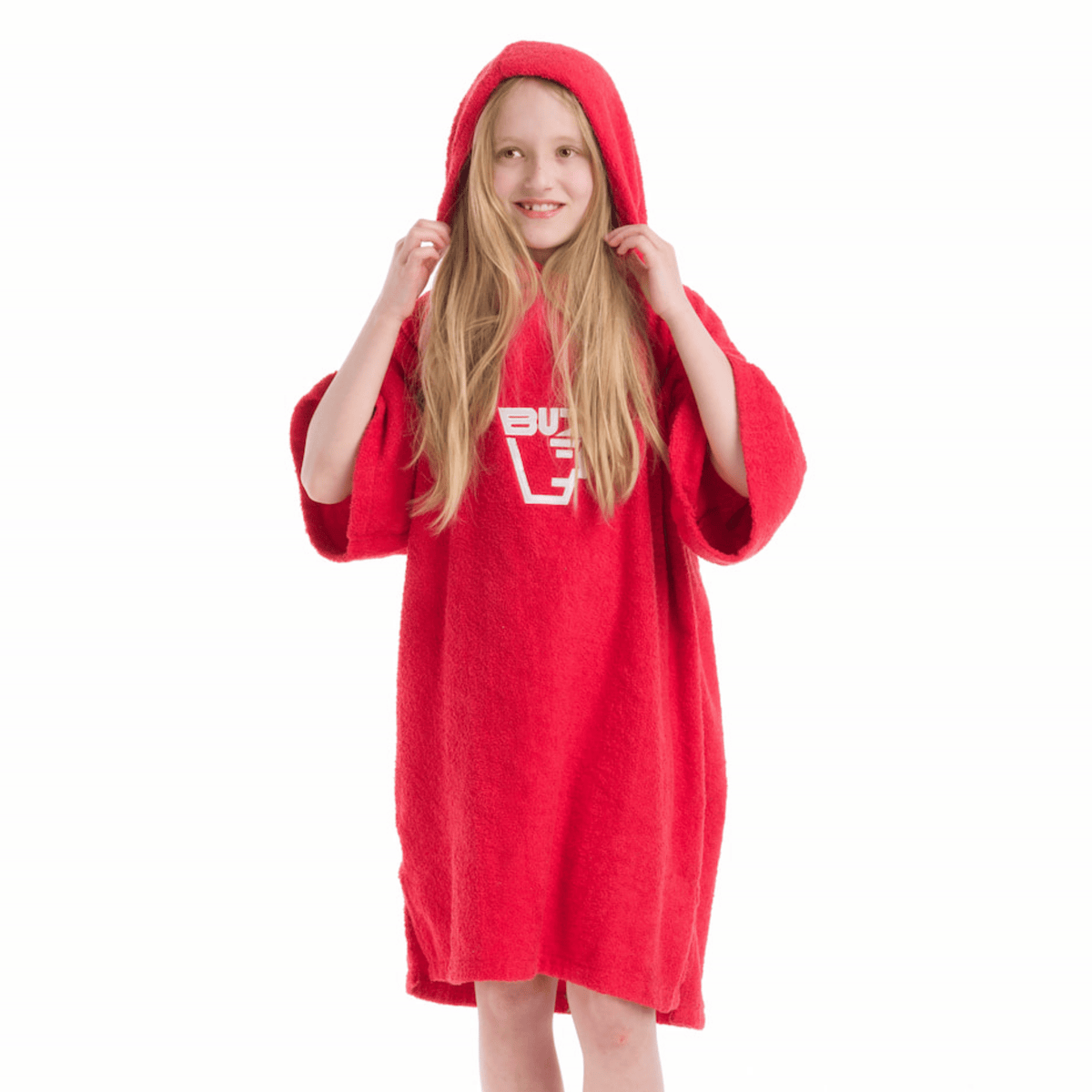 Buz Junior Unisex Hooded Changing Robe - Sunset Red-Changing Robe-Buz-SwimPath