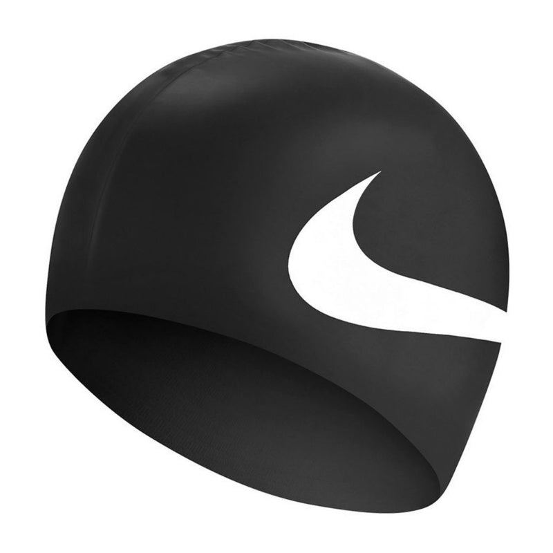 Nike Big Swoosh Silicone Swimming Cap - Black White-Swimming Caps-Nike-Black / White-SwimPath