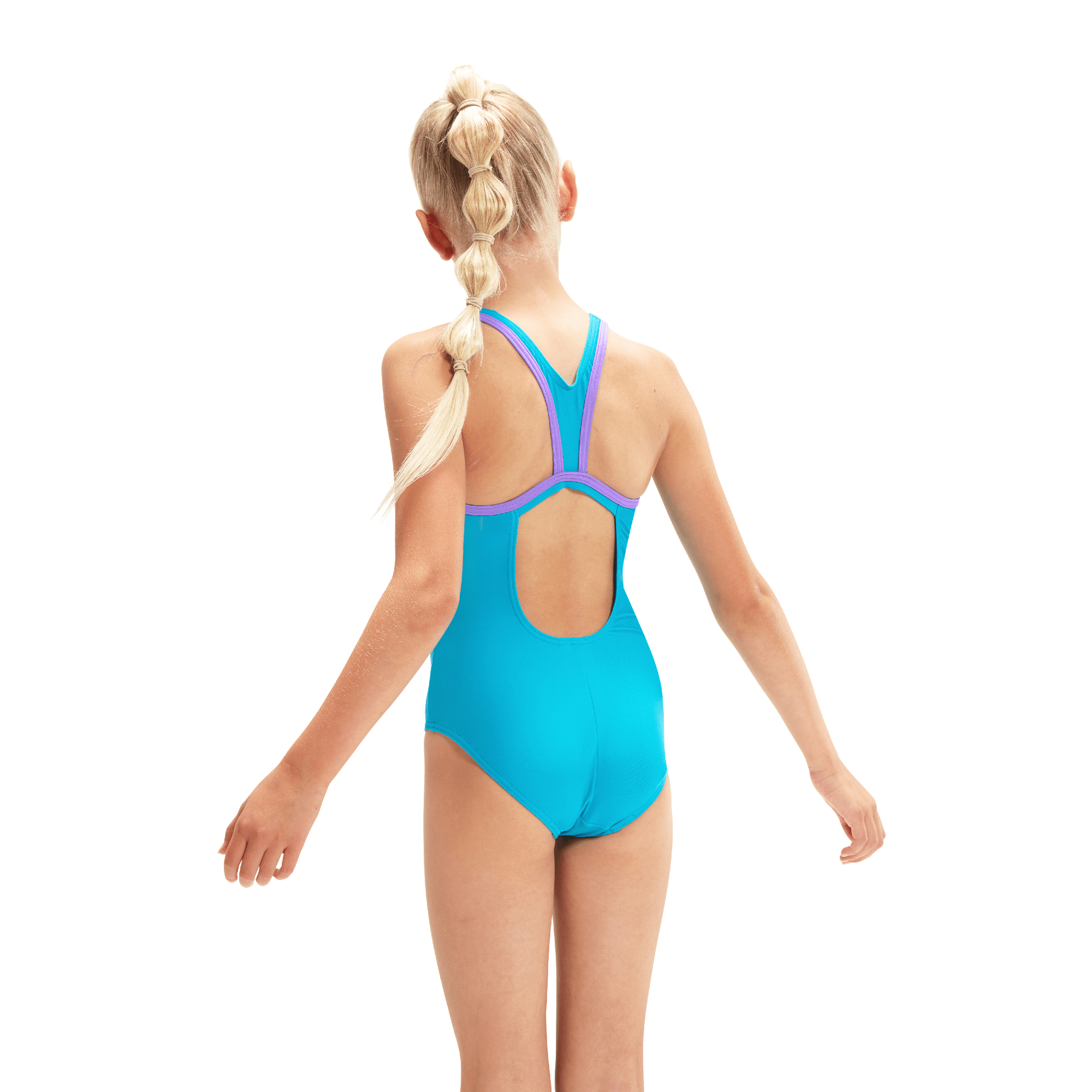 Speedo Hyperboom Placement Flyback Girls Swimsuit - Blue/Purple-Swimsuit-Speedo-SwimPath