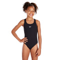 Speedo Junior Medalist One Piece Girls Swimsuit - Black-Swimsuit-Speedo-SwimPath
