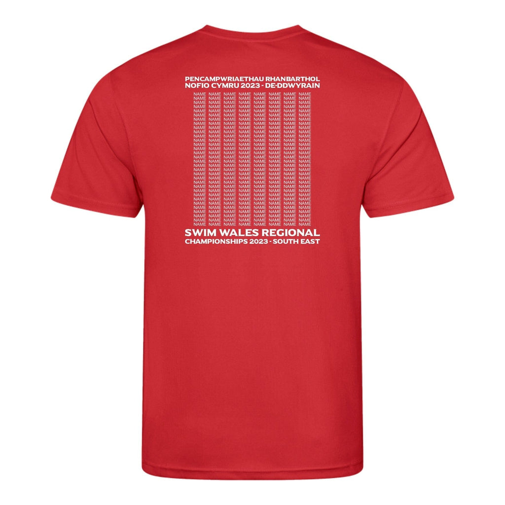 Swim Wales South East Region Regional Championships 2023 T-Shirt - Red-Event-Swim Wales South East-SwimPath