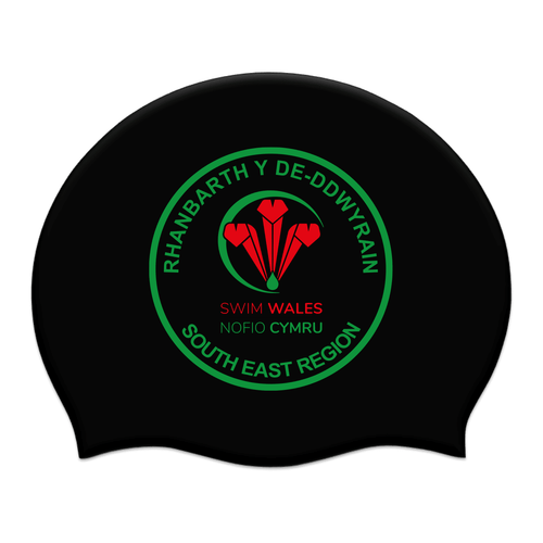 Swim Wales South East Region Silicone Suede Swimming Cap - Black-Event-Swim Wales South East-SwimPath