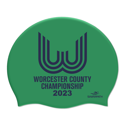 Worcester County ASA County Championships 2023 Silicone Suede Swimming Cap - Green-Event-Worcester-SwimPath